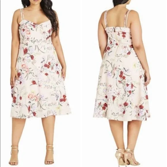 City Chic Blush Floral Daytime Diva Dress size 20 - Picture 2 of 12